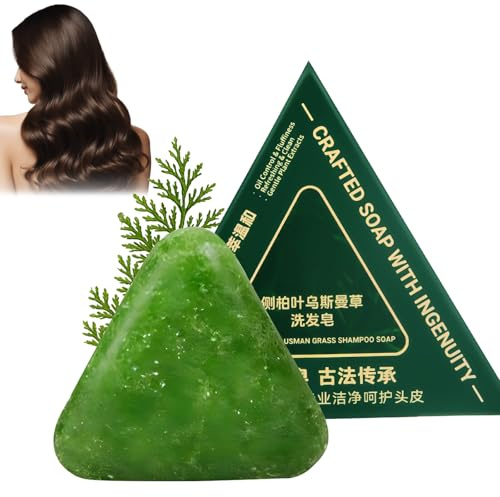 Nature Triangle Shampoo Bar, Nature Seven Green Shampoo, Usman Grass 𝐒hampoo Bar, Glutinous Rice Water Solid 𝐒hampoo 𝐁ar for Hair (1PCS)