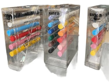 Tinta unita marker set 6 colori con basetta in plexiglass | Pennarelli a base d’acqua effetto vernice | Punta tonda | Lavabili e multisuperficie | Marker artistici per scuola, casa e ufficio