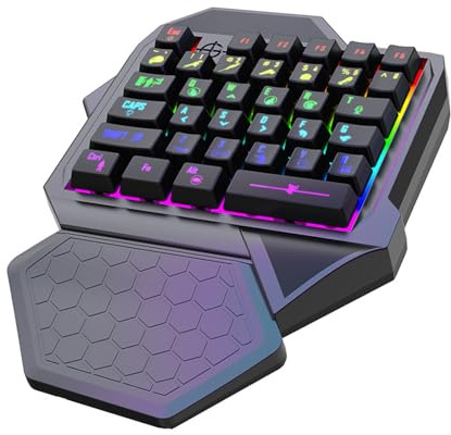 Elnwnnkc Single Handed Mechanical Gaming Keyboard Wrist Rest Support Professional Cord Single Hand Mechanical For Game Ergonomic Gaming with Wrist Rest