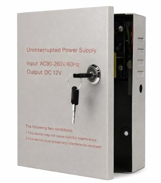 Alimentatore per controllo accessi in scatola, AC 90–260V a DC 12V 5A, NC/NO, temporizzazione 0–15 s, compatibile con batteria tampone 12V 7Ah, per sistemi di controllo accessi(1)