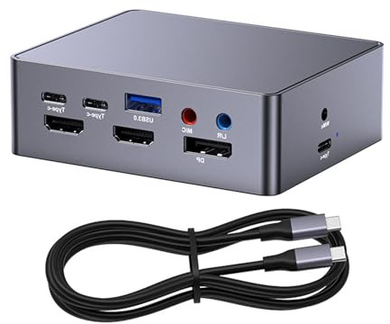 16 in 1 Multiport-Adapter mit 4K HDTV DisplayPort Doppelbildschirm Ausgang Metall Wärmeableitung für Laptop Desktop Workstations Metall Multifunktionsadapter