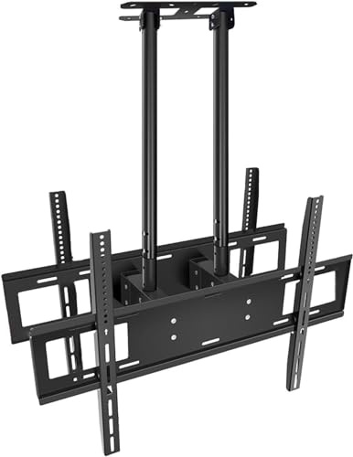 asdchZen Supporto per Monitor Regolabile A Soffitto, Supporto per TV LCD, Supporto per TV A Schermo Singolo A 2 Colonne, Supporto per TV Inclinabile, per TV da 50-100 Pollici, Montaggio A Soffitto, B