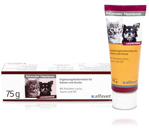 Alfavet ReConvales Päppelpaste - Energiepaste für Katzen & Hunde, 75g | Nahrhaftes Ergänzungsfuttermittel bei Untergewicht und Rekonvaleszenz, mit Lachs und Taurin