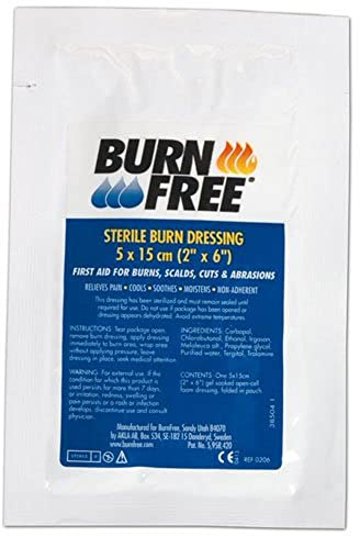 Burnfree 0206 BurnFree Sterile Burn and Wound Dressings Pads, 5 cm x 15 cm
