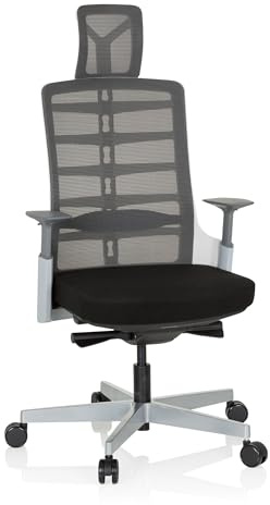 HJH Office 640410 Sedia da ufficio SKARIF tessuto/tessuto di maglia bianco/grigio/nero, schienale flessibile