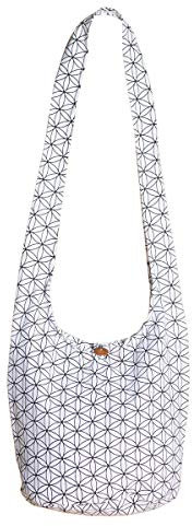 PANASIAM Shoulderbag Flower of Life, in white, M