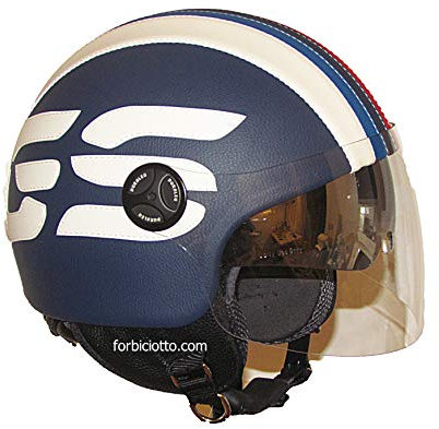 Forbiciotto Casco in pelle sintetica vintage retrò doppia visiera gs (S)