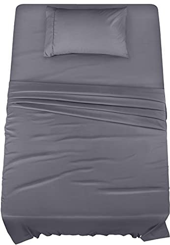 Utopia Bedding Twin XL Bettlaken – 3-teilige Bettwäsche – gebürstete Mikrofaser – schrumpffrei und lichtbeständig – pflegeleicht (Twin XL Twin Extra Lang Grau)
