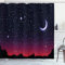 ABAKUHAUS Nacht Duschvorhang, Red Sky Starry Landschaft, Stoffliches Gewebe Badezimmerdekorationsset mit Haken, 175 x 200 cm, Indigo Magenta Schwarz
