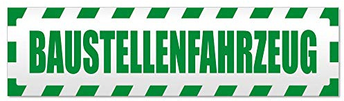 Kiwistar - Autoaufkleber - Baustellenfahrzeug gestreift - Hinweis Sticker selbstklebend für Kfz, Fahrrad, PKW, LKW - Auto Aufkleber Heckscheibe, Stoßstange