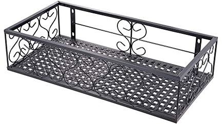 Zhenwo Hanging Fioriere Paniere di Ferro Ringhiere Art Titolare Dell'impianto Cremagliera del Vaso di Fiori Vaso di Fiori per Esterno Balcone di Casa 50X25x12cm,Nero