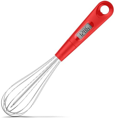 Fouet 2 en 1 en acier inoxydable et sonde thermomètre instantané 30,5 cm pour la cuisson de bonbons, yaourts, chocolat, crème au beurre, sauce, gâteau
