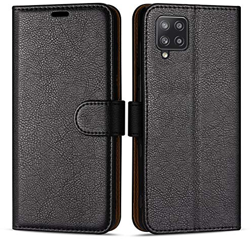 Case Collection for Samsung Galaxy A12 Phone - Premium Leather Folio Flip Cover | Magnetic Closure | Kickstand | Money and Card Holder Wallet | Compatible with Samsung A12 Case Black