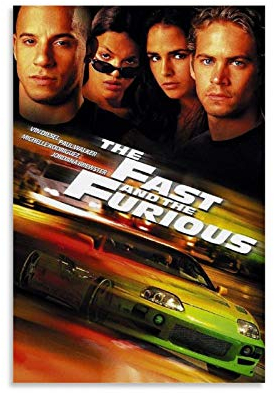 FDGER Filmposter The Fast And The Furious R Poster, dekoratives Gemälde, Leinwand, Wandkunst, Wohnzimmer, Poster, Schlafzimmer, Gemälde, 50 x 75 cm