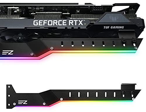 EZDIY-FAB Supporto GPU per Scheda Grafica con LED ARGB 5V 3 Pin-Bracket Anticurvatura per Schede Video,Compatibile con RX6700, RTX3090(Verificato)-Nero