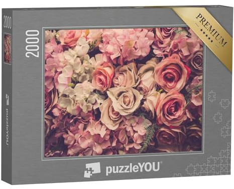 puzzleYOU: Puzzle 2000 Teile „Rosa Rosen“ – aus der Puzzle-Kollektion Flora, Rosen, Blumen, Blumen & Pflanzen