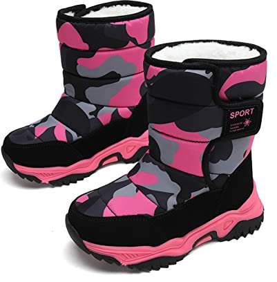 Xinghuanhua Stivali Neve Bambini Stivaletti Ragazze Ragazzi Doposci Scarponcini Imbottiti di Pelo Scarpe Invernali Comodi Caldi e Antiscivolo Impermeabile Stivali