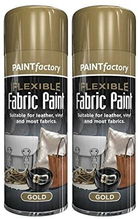 Classic Signature - 2 x Flexible Fabric Gold 200ml Spray Paint Leather Vinyl Textile Clothes Fast Drying