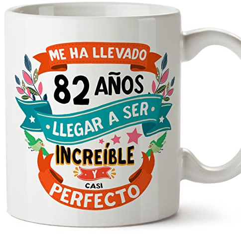 MUGFFINS Tazas 82 Cumpleaños - En Español - Me ha llevado 82 años llegar a ser increíble - 11 oz - Regalo original y divertido