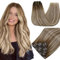 RUNATURE Extensions Echthaar Clip Balayage Braun Blond 50cm Invisible Clip in Extensions Echthaar Balayage Braun Ombre Blond Lang Echthaar Extensions Clip 7Pcs 120g #3/8/22