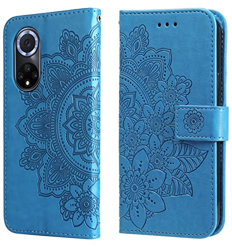 König Design Handyhülle kompatibel mit Honor 50 Schutztasche Wallet Cover 360 Case Etuis Blau
