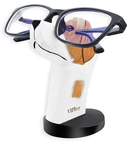 VIPbuy Handgeschnitzte Brillenbrille aus Holz, Sonnenbrillenhalter in Tierform, für Zuhause, Büro, Schreibtisch, Dekoration, Geschenk (Hund)