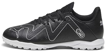 PUMA Unisex Kids Future Play Tt Jr Soccer Shoe, Puma Black Puma Silver, 2.5 UK