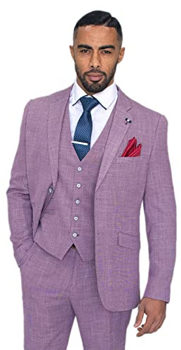 Business Slim Fit Anzug für Herren in Flieder, Sakko, Weste und Hose Separat Erhältlich