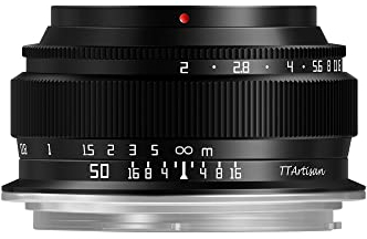 TTArtisan Obiettivo F2 con corpo in metallo da 50 mm compatibile con Fuji X Mount (full frame) - nero