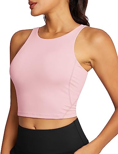 QUEENIEKE Damen Sport BH Gepolstert Ohne Bügel Crop Tops Atmungsaktive Yoga Tank Top Fitness Workout Sports Bra (Zartrosa, 34)