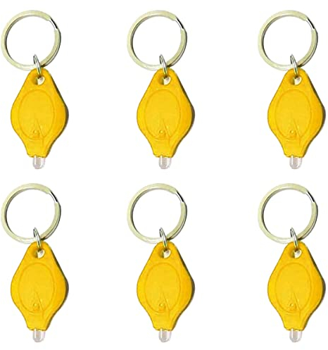Boxonly Mini Keychain Torches UV Flashlight Money Checker Key-Chain LED Light Key Ring Light Torch Yellow 6PCS