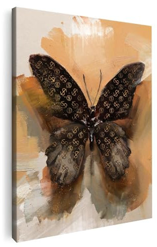 Artmazing | LV Schmetterling braun Bild bunt | S-Art Bilder Modern | Coole Wandbilder Wohnzimmer | Wandbild LV Schmetterling braun Deko XXL | Bild Leinwand XXL | buntes Poster für Wand