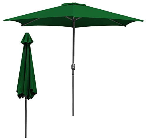 Jopassy Sonnenschirm 350cm Groß,Sonnenschirm Strand ohne Ständer,Gartenschirm UV Schutz Parasol Wasserabweisende mit Handkurbel Marktschirm für Terrasse,Balkon,Garten,Grün