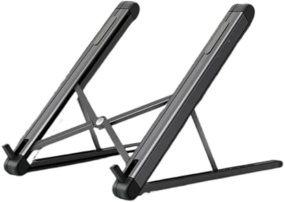 IONQXIDLD JP-2 Einfach zusammenklappbarer Laptop-Ständer aus Aluminium for 11–15,6 Zoll, ultraleichter Desktop-Laptop-Ständer, tragbarer Laptop-Ständer(Color:Black)