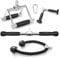 COSTWAY 3/4-Piece Cable Machine Attachment Set, LAT Pulldown Equipment with V-Shaped Press Down Handle, Tricep Rope & Double D Handle, Weight Machine Accessories for Home Gym (with Straight Bar)