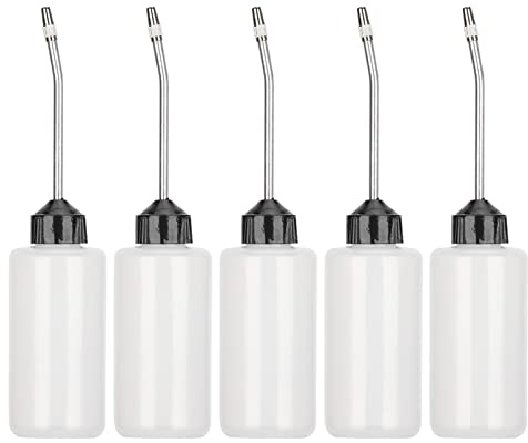 Ölflasche für Nähmaschinen, Ölkanne mit langem verlängertem Auslauf, 5 Stück, 120 ml, Kunststoff, Nähmaschinen-Öl-Spender, Ölflasche für Handwerk, Nähmaschinen und mehr