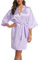 Teemie Kimono In Raso Da Donna Sposa Vestaglia Sexy Pigiama Camicia Da Notte Corta Scollo a V Accappatoi Per Nozze Abito Bride Viola M
