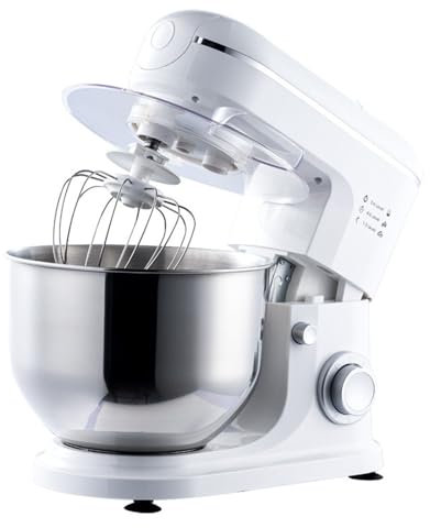 pealiritansemen Batteur sur Socle Électrique, Batteur sur Socle Portable, Batteur De Cuisine 3 en 1 pour Cuisiniers Quotidiens, avec Acier Inoxydable De 6 L Bol, Crochet Pétrisseur, Batteur, Fouet