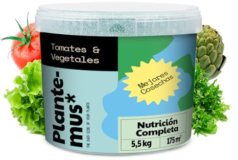 PLANTEMUS Abono Huerto Complete para Tomates, Fresas, Hortalizas y Verduras, Abono para Cosechas Abundantes, Fertilizante Granulado Azul de Fácil Aplicación (5 KG)