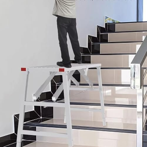 Arbeitsplattform Treppengerüst mit/verstellbaren Füßen, Rutschfeste Werkbank für Malerarbeiten Auf Dem Bau, Bautreppenplattform Kann Zusammengeklappt Werden, Tragbare Gerüste(100x30cm(39 3/8x11 3/4)
