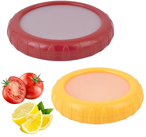 DAWRIS 2 Stück Obst-Gemüse-Sparer Wiederverwendbare Kühlschrank, Frischhaltedosen Zwiebel Aufbewahrungsbehälter Vorratsbehälter Wiederverwendbar Silikon Kühlschrankbox Food Saver