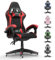 Racingreat Gaming Chair, Ergonomic Computer Racing Chair with Headrest and Lumbar Support, PU Leather High Back Height Adjustable Swivel Game Chairs for Adults (Without Footrest, Red)