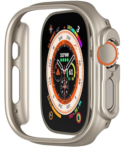 Leotop Kompatibel mit Apple Watch Ultra 2/1 Hülle, PC Harte Case Gehäuse Schlankes Displayschutz Stoßstange Schutzfolie Rundherum Matte Abdeckung für iWatch Ultra 2/1. (Titan, 49mm Series Ultra 2/1)