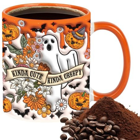 Tazas de café de Halloween, tazas de cerámica de Halloween, taza de leche espeluznante, taza de café de cerámica de Halloween, taza de café con efecto, tazas de Halloween
