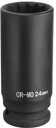 sourcing map 12-Point Deep Impact Socket 1/2 Inch Drive 24mm Metric Chrome Molybdenum Alloy Steel Spindle Axle Nut Impact Socket