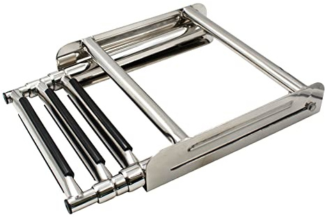 Échelle De Bateau Pliante, Échelle De Pont Marine Télescopique À 3 Marches pour Plate-Forme De Bain en Acier Inoxydable avec Extension De Corde Fixe Échelle Sponton