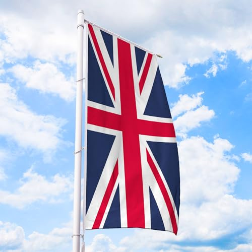 Großbritannien Flagge 120 x 300 cm - für Fahnenmast, Großbritannienfahne aus reißfestem Fahnen-Polyester-Stoff, Hissfahne Hochformat für Querausleger wetterfest und UV-beständig