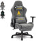 Symino Gaming Chair, Chaise de Bureau Ergonomique, Design Chaise de Course PC, Cuir PU Vintage, Chaise de Travail pivotante réglable avec Repose-Pieds (Gris)