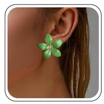Cybche Boho Verde Grande Fiore Orecchini Smalto Floreale Petalo Dichiarazione Orecchini Metallo Carino Fiore Di Ciliegio Margherita Orecchino Gioielli Per Le Donne