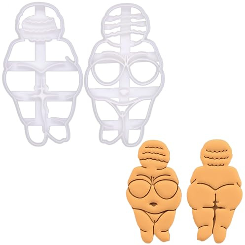BAKERLOGY 2er-Set Ausstechformen Venus von Willendorf (Vorder- & Rückansicht) – Für Kekse im prähistorischen Kunststil, inspiriert von antiken Figuren, ideal für Fondant, Teig, Ton